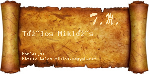 Tálos Miklós névjegykártya