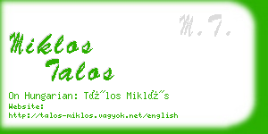 miklos talos business card